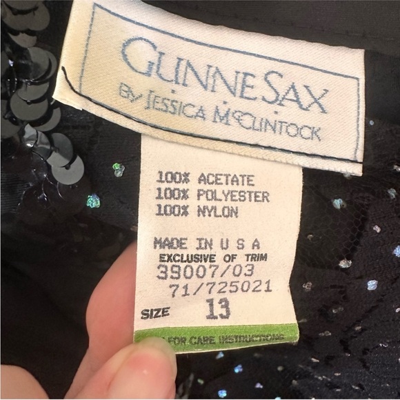 Gunne Sax Jessica McClintock Black Lace Sparkle Dress - Picture 9 of 16